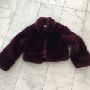 Faux Fur cropped burgundy jacket from Capulet/Revolve